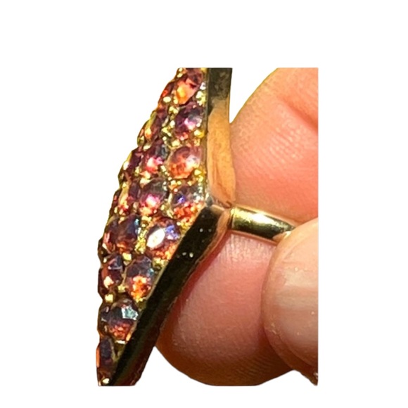 RARE VINTAGE 1950s PINK RHINESTONES Cocktail Ring JUDY LEE JEWELRY - Picture 5 of 15